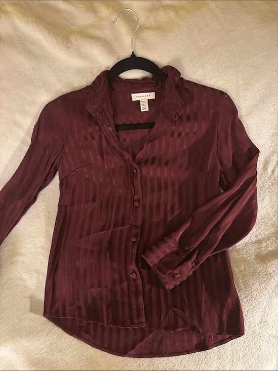 Topshop Tops - Topshop Burgundy Button-Down Blouse